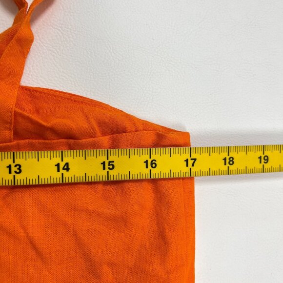 NWOT Farm Rio Orange Bow Linen Crop Top Square Neck Sleeveless Statement Tank M - Picture 14 of 16